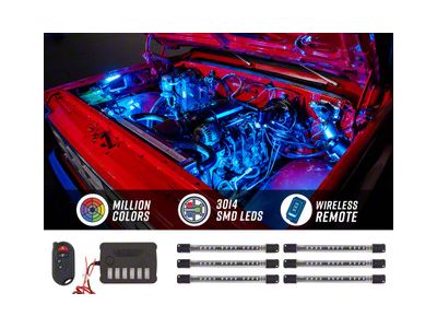 LEDGlow Million Color LED Engine Bay Lighting Kit; 6-Piece (Universal; Some Adaptation May Be Required)