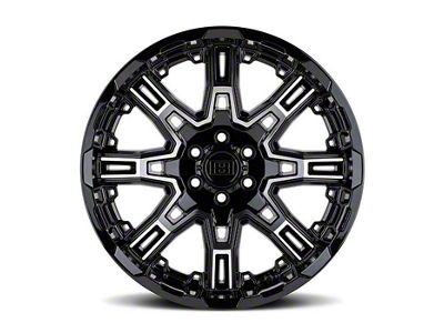 Level 8 Wheels Slingshot Gloss Black Machined 8-Lug Wheel; 22x11.5; -44mm Offset (01-06 Silverado 2500 HD)