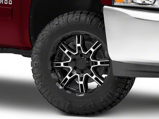 Level B Rims Level 8 Wheels Silverado 1500 Slingshot Gloss Black Machined 6-Lug ...