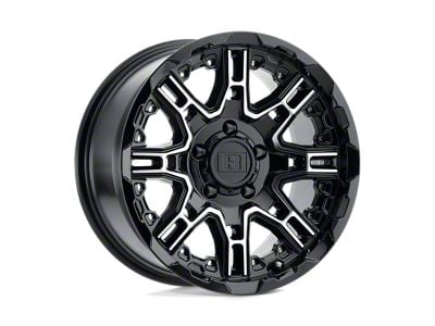 Level 8 Wheels Slingshot Gloss Black with Machined Face 8-Lug Wheel; 22x11.5; -44mm Offset (17-22 F-250 Super Duty)