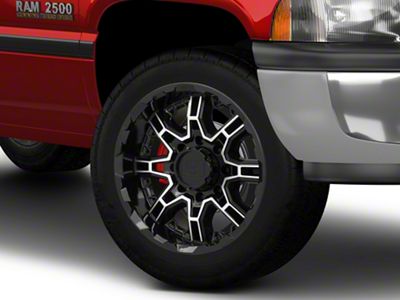 Level 8 Wheels Slingshot Gloss Black Machined 8-Lug Wheel; 20x9; 0mm Offset (94-02 RAM 2500)