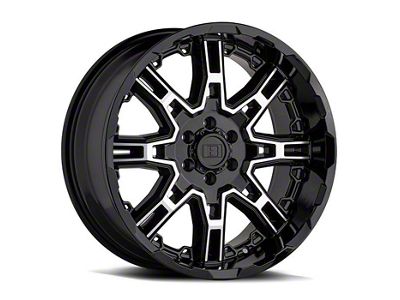 Level 8 Wheels Slingshot Gloss Black Machined 8-Lug Wheel; 22x11.5; -44mm Offset (07-10 Sierra 3500 HD SRW)