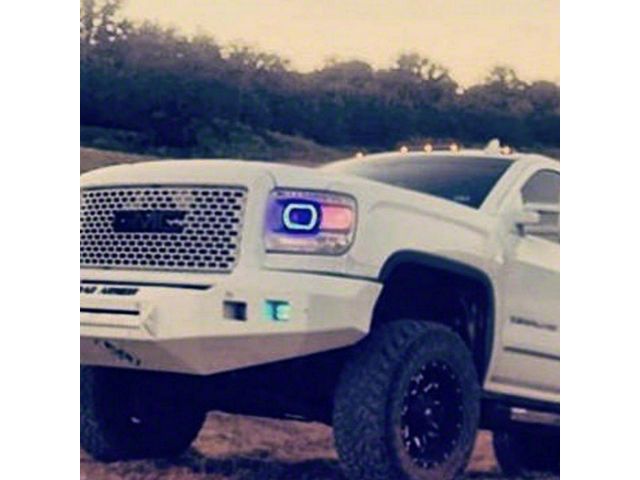 Lighting Trendz RGBW Headlight DRL Boards with Projector Halos and Bluetooth Controller (14-15 Sierra 1500)