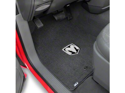 Lloyd Velourtex Front Floor Mats with RAM Head Logo; Black (02-08 RAM 1500)