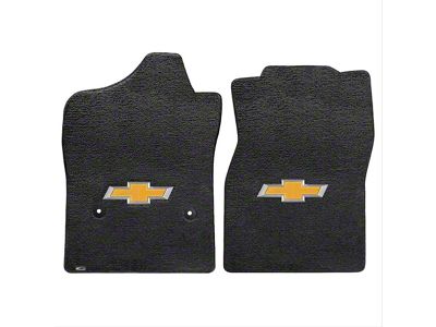 Lloyd Ultimat Front Floor Mats with Bowtie Logo; Black (14-18 Silverado 1500 Regular Cab)