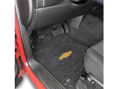 Lloyd Ultimat Front Floor Mats with Bowtie Logo; Black (99-06 Silverado 1500 Extended Cab)