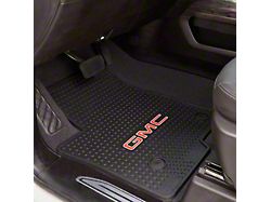 Lloyd All-Season Rubber Front and Rear Floor Mats with Red GMC Logo; Black (21-26 Yukon)