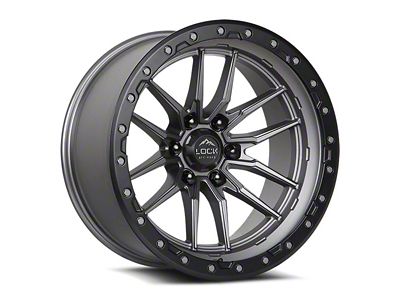 Lock Off-Road Krawler Matte Grey with Matte Black Ring 8-Lug Wheel; 20x10; -18mm Offset (11-16 F-250 Super Duty)