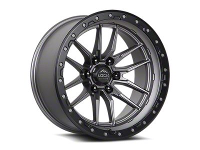 Lock Off-Road Krawler Matte Grey with Matte Black Ring 6-Lug Wheel; 17x9; 1mm Offset (15-20 F-150)