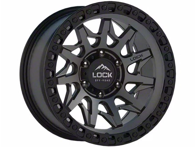 Lock Off-Road Lunatic Matte Grey with Matte Black Ring 8-Lug Wheel; 20x10; -18mm Offset (23-24 F-250 Super Duty)