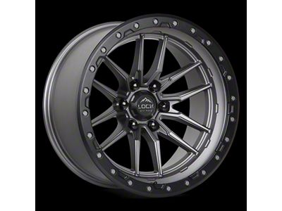 Lock Off-Road Krawler Matte Grey with Matte Black Ring 8-Lug Wheel; 20x10; -18mm Offset (99-07 F-350 Super Duty SRW)