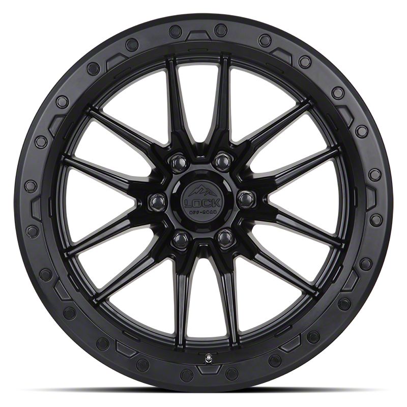 Lock Off-Road Krawler Matte Black with Matte Black Ring 6-Lug Wheel; 17×9; 1mm Offset (21-24 F-150)