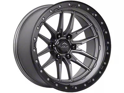 Lock Off-Road Krawler Matte Grey with Matte Black Ring 6-Lug Wheel; 22x10; -18mm Offset (21-25 F-150)