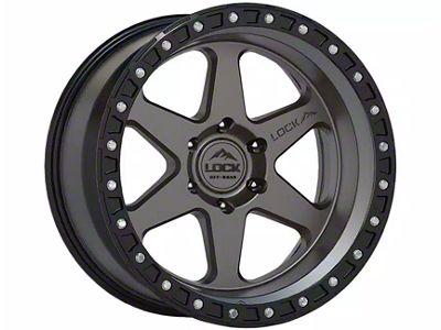 Lock Off-Road Olympus Matte Grey with Matte Black Ring 6-Lug Wheel; 20x10; -24mm Offset (19-24 RAM 1500)