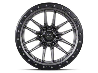 Lock Off-Road Krawler Matte Grey with Matte Black Ring 6-Lug Wheel; 17x9; 1mm Offset (2024 Ranger)