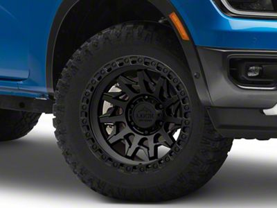 Lock Off-Road Lunatic Matte Black with Matte Black Ring 6-Lug Wheel; 18x9; -12mm Offset (24-25 Ranger)