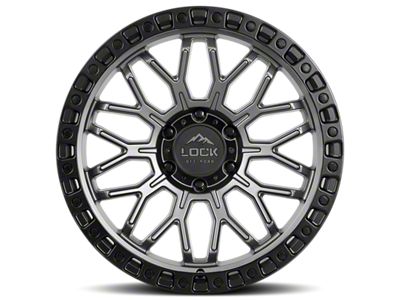 Lock Off-Road Combat Matte Grey with Matte Black Ring 6-Lug Wheel; 17x9; -12mm Offset (14-18 Silverado 1500)