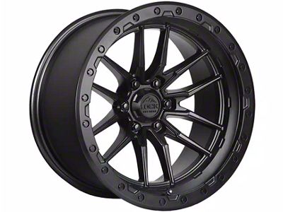 Lock Off-Road Krawler Matte Black with Matte Black Ring 6-Lug Wheel; 22x10; -18mm Offset (19-24 Silverado 1500)