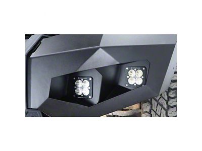LoD Offroad Destroyer Front Bumper Baja Squadron Flush Light Bezel Kit; Black Texture (11-25 Sierra 2500 HD)