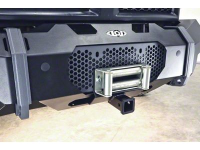 LoD Offroad Destroyer Front Bumper Bolt-on Winch Plate 2-Inch Accessory Hitch; Black Texture (11-24 Silverado 3500 HD)