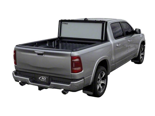 Lomax Stance Hard Tri-Fold Tonneau Cover; Black Urethane (19-24 RAM 1500 w/o MultiFunction Tailgate)