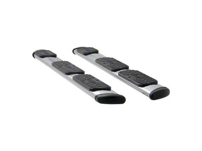 Regal 7-Inch Wheel-to-Wheel Oval Side Step Bars; Body Mount; Polished Stainless (99-13 Silverado 1500 Extended Cab w/ 6.50-Foot Standard & 8-Foot Long Box)