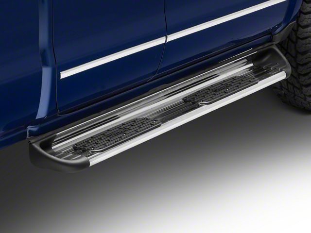 Stainless Side Entry Running Boards; Rocker Mount; Polished (14-18 Silverado 1500 Double Cab)