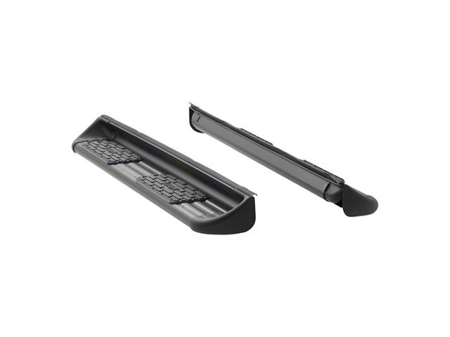Stainless Side Entry Running Boards; Rocker Mount; Textured Black (14-18 Sierra 1500 Double Cab)