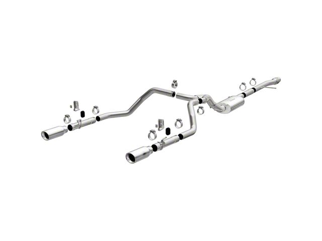 Magnaflow Street Series Dual Exhaust System with Polished Tips; Rear Exit (19-24 4.3L Silverado 1500 w/o Factory Dual Exhaust)