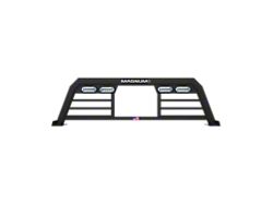 Magnum Low Pro Headache Rack with Lights and Window Cut-Out; Matte Black (23-25 F-250 Super Duty Lariat w/ Factory Halogen Tail Lights)