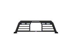 Magnum Low Pro Headache Rack with Lights and Window Cut-Out; Matte Black (23-25 F-350 Super Duty XLT w/ Factory Halogen Tail Lights)