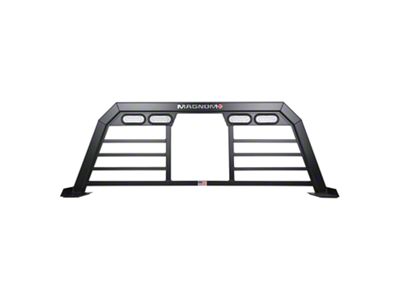 Magnum High Pro Headache Rack with Lights and Window Cut-Out; Matte Black (07-19 Sierra 2500 HD)