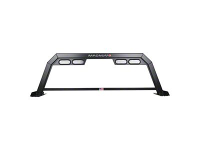 Magnum Low Pro High Visibility Headache Rack with Lights; Matte Black (20-23 Sierra 2500 HD)