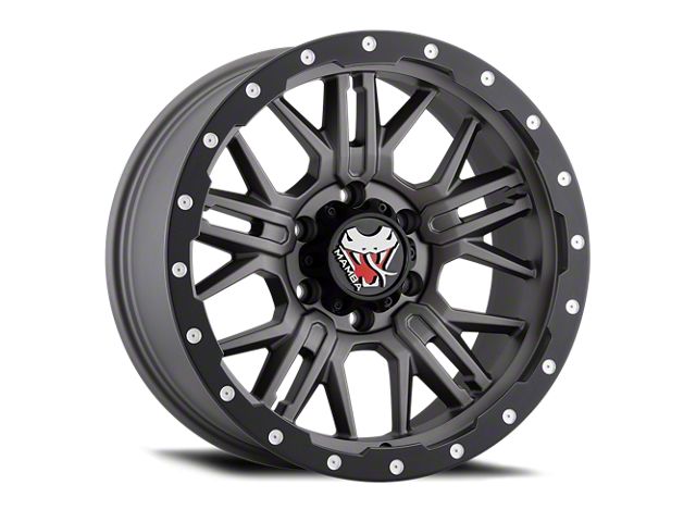 Mamba Offroad Wheels Type M25 Matte Gray with Black Lip 5-Lug Wheel; 18x9; 12mm Offset (09-18 RAM 1500)