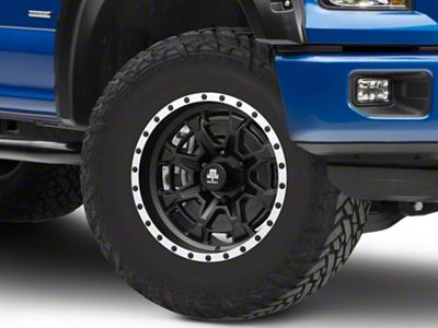 Mammoth Split 16 Beadlock Satin Black with Polished Lip 6-Lug Wheel; 17x9; -6mm Offset (15-20 F-150)
