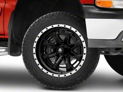 Mammoth Split 16 Beadlock Satin Black with Polished Lip 6-Lug Wheel; 20x9; -6mm Offset (99-06 Silverado 1500)