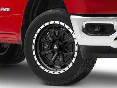 Mammoth Split 16 Beadlock Satin Black with Polished Lip 6-Lug Wheel; 20x9; -6mm Offset (19-25 RAM 1500)