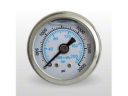 Marshall Instruments WS White PSI/kPa/Bar Dial 1.50-Inch Liquid Filled Mechanical Gauge; 0-3000 PSI (Universal; Some Adaptation May Be Required)