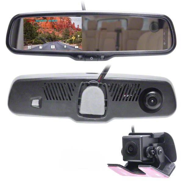 Master Tailgaters Silverado 1500 4Inch LCD Rear View Mirror with Dash Cam, InCabin Camera and