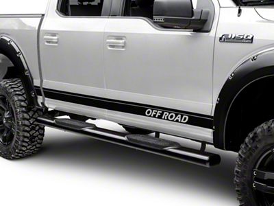 SEC10 Rocker Stripes with Off Road Lettering; Matte Black (97-25 F-150)