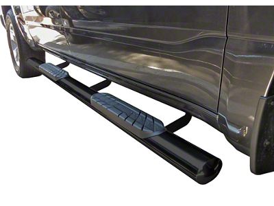 4-Inch Straight Oval Side Step Bars; Semi-Gloss Black (22-26 Maverick)