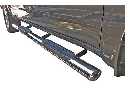 4-Inch Straight Oval Side Step Bars; Stainless Steel (22-26 Maverick)