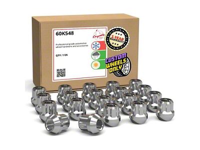 Chrome OE Truck Spline Lug Nut Kit; 14mm x 1.5; Set of 20 (22-26 Maverick)