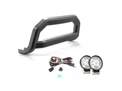 Optimus Bull Bar with 4.50-Inch Round LED Lights; Black (22-24 Maverick)