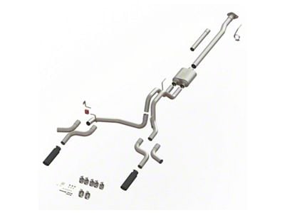 MaxFlow Xtreme Dual Exhaust System with Black Tips; Side/Rear Exit (15-20 2.7L EcoBoost F-150)