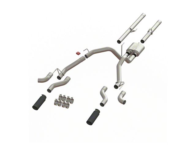 MaxFlow Xtreme Dual Exhaust System with Black Tips; Side/Rear Exit (09-13 4.7L RAM 1500)