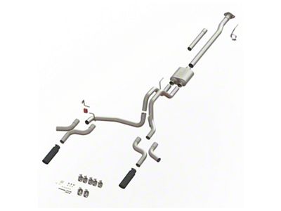 MaxFlow Xtreme Dual Exhaust System with Black Tips; Side/Rear Exit (15-20 5.0L F-150)