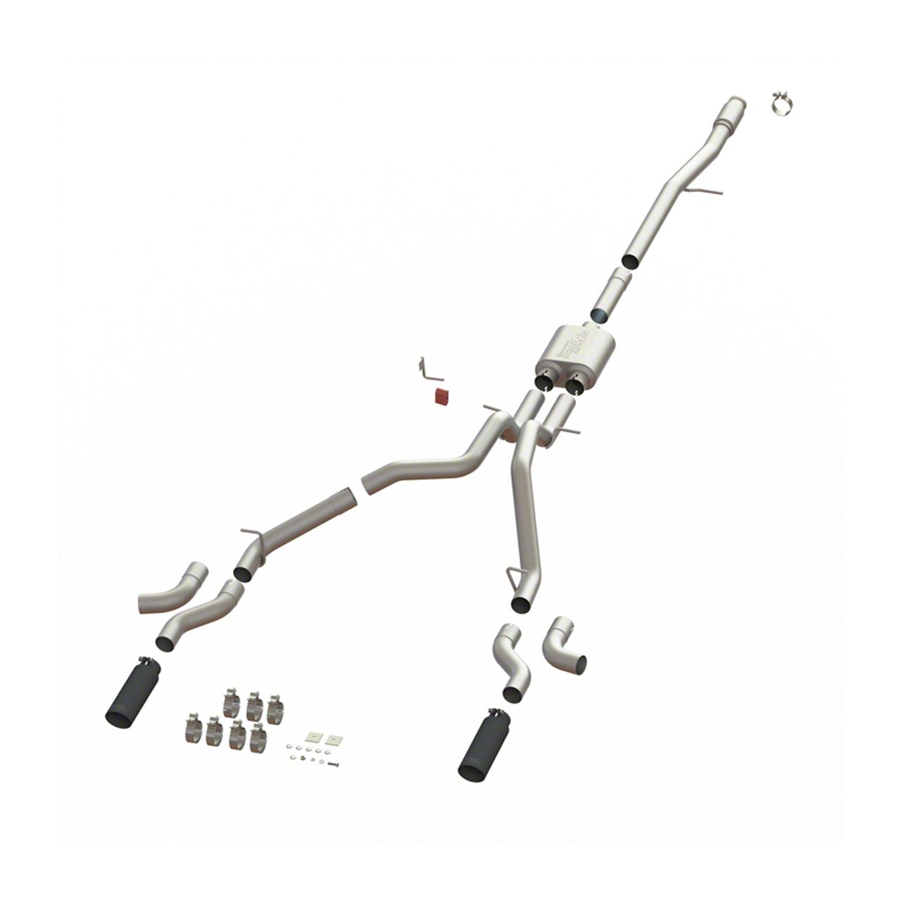 MaxFlow Xtreme Silverado 1500 Dual Exhaust System with Black Tips; Side