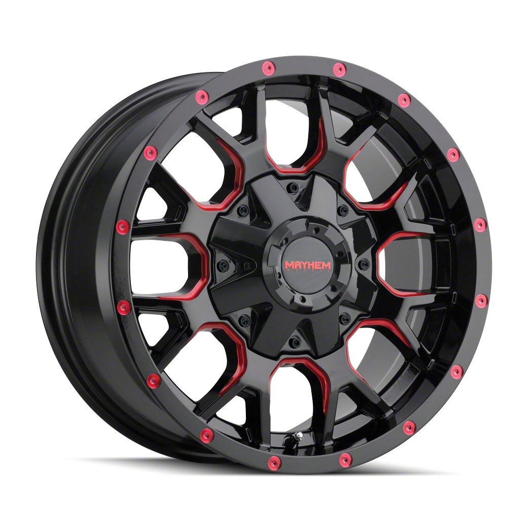 Mayhem Wheels Silverado 1500 Warrior Gloss Black Milled with Prism Red ...