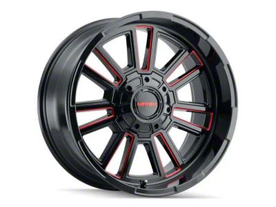 Mayhem Wheels Apollo Gloss Black Milled with Prism Red 8-Lug Wheel; 20x9; 18mm Offset (08-10 F-250 Super Duty)